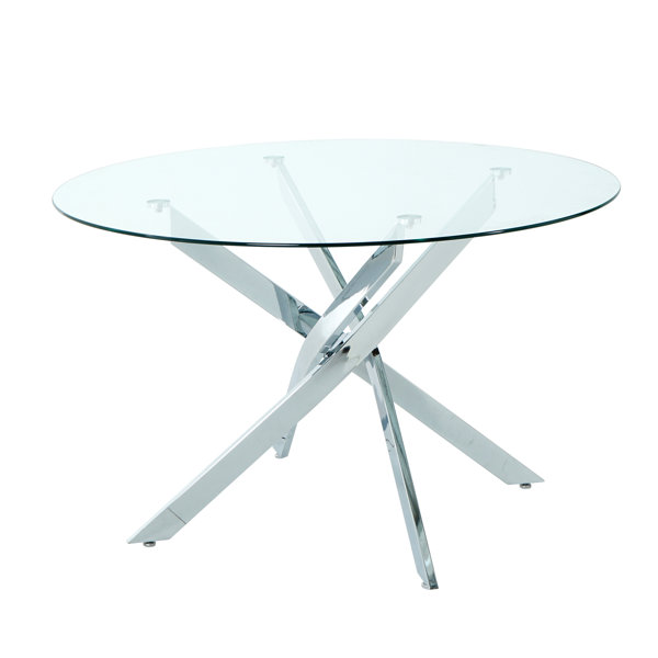 Wrought Studio 47" Round Glass Dining Table Wayfair